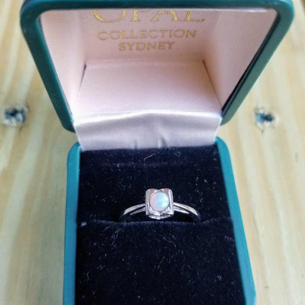Opal Heart Sterling Silver Ring